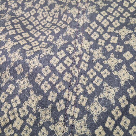 Free People Mini Skirt Size 10 Navy Blue Beige Floral Geometric Boho Twill - Picture 8 of 9